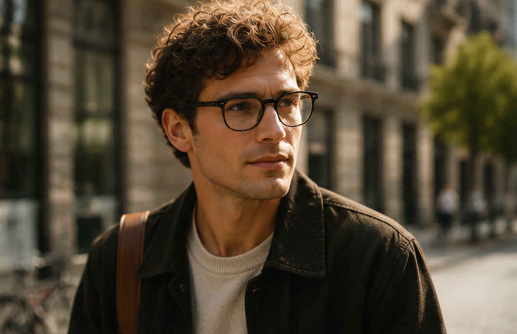 Person wearing BSE eyeglasses